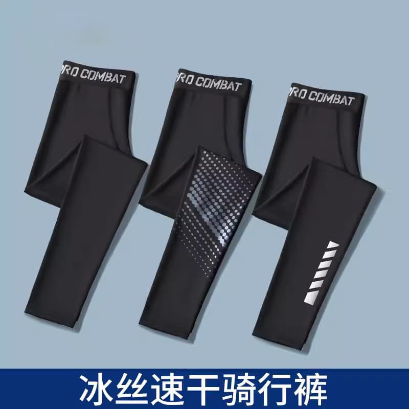Calças de ciclismo masculinas, calças de ciclismo de estrada e montanha, esportes de verão, fundo magro, seda gelada, se