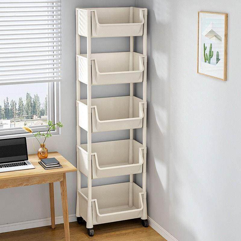 Estante de chão simples casa crianças rodas Multi-camada armário fenda estreita pequena estante volta Rack de armazename