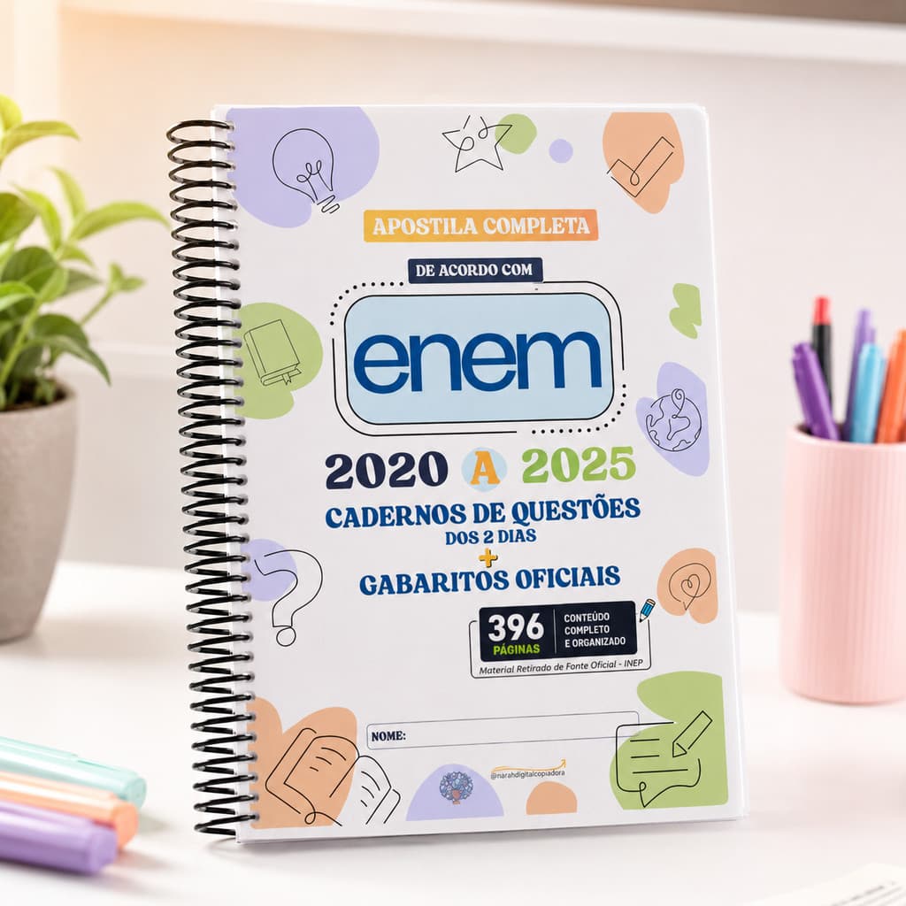 Apostila ENEM 2026 - Provas e Gabaritos Oficiais 2020 a 2025 - Revisão Completa