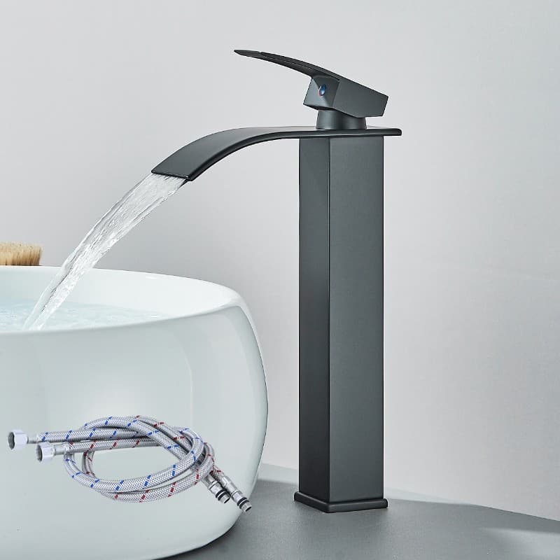 Torneira De Luxo Banheiro Lavabo Cuba Alta‌ Preto S3