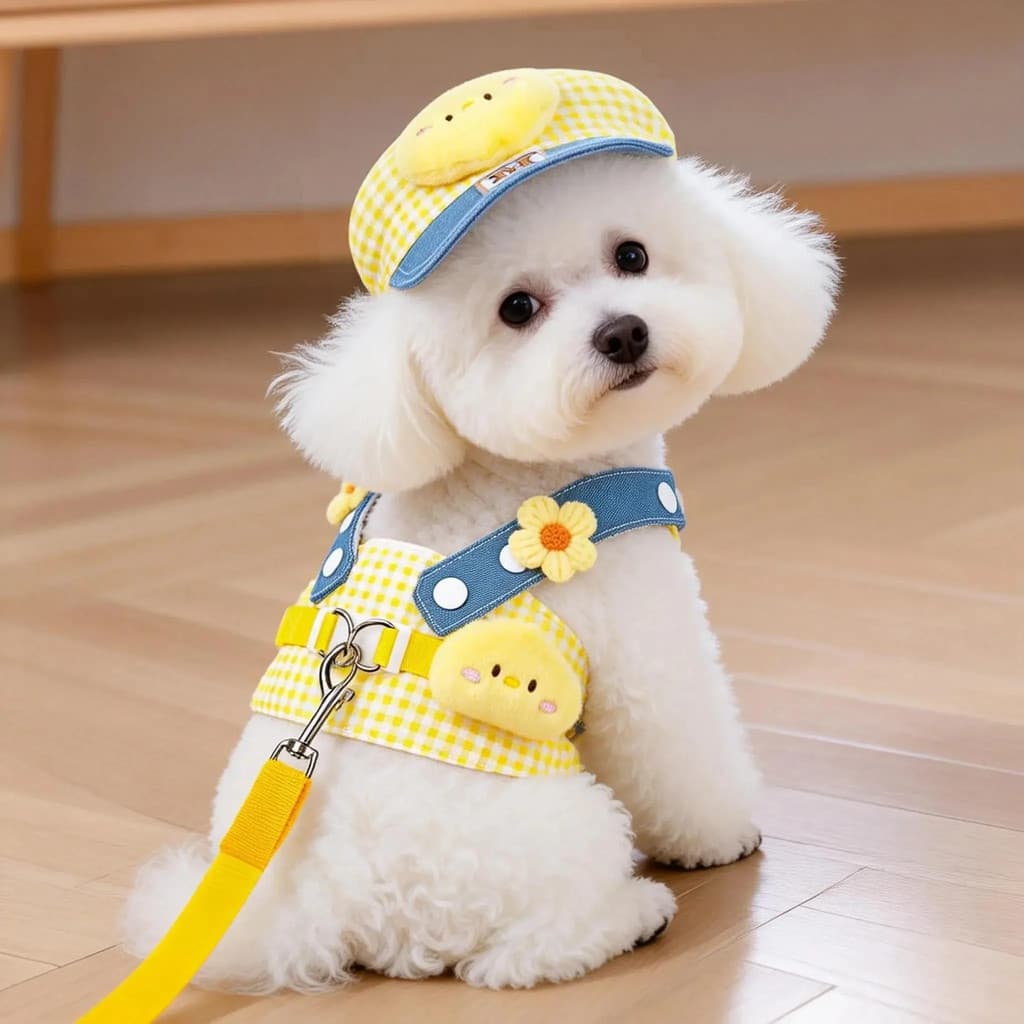 Coleira para cachorro com alça peitoral, cachorro pequeno, pelúcia, Bichon, Yorkshire, maltês, colete estilo, coleira pa