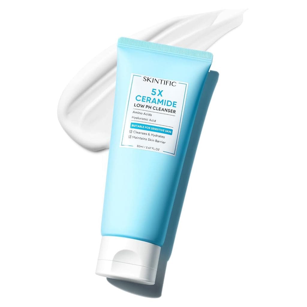 SKINTIFIC 5X Ceramide Low pH Facial Cleanser, Sabonete Facial Hidratante Suave com Ácido Hialurônico, Sabonete Facial Di
