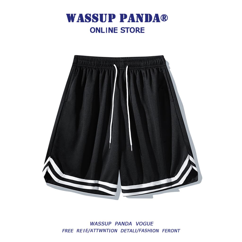 WASSUP PANDA Webbing Costura Seda Gelo Secagem Rápida Esportes Calças de Cinco Pontos Homens Verão Solto All-Match Short