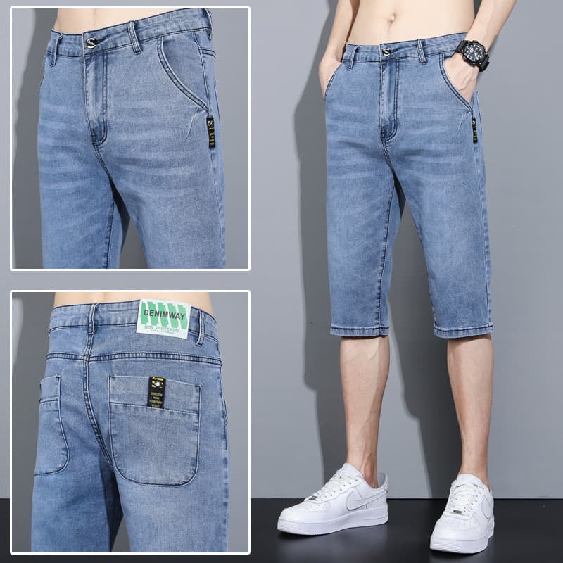 2024 novo estilo Denim Shorts masculino solto na moda calças de 7 pontos masculino Casual cortado calças médias verão ca