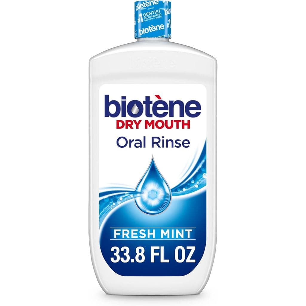 Enxaguante bucal Biotene para boca seca, refrescante de hálito e tratamento para boca seca, menta fresca - 33,8 fl oz