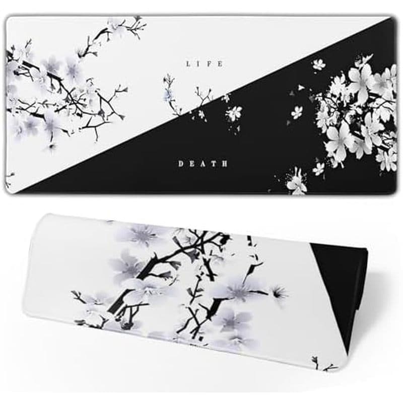 Tapete De Rato Branco Kawaii Cats E-Sport Mesa Grande Base De Borracha Antiderrapante Teclado Com Borda Costurada Mouse