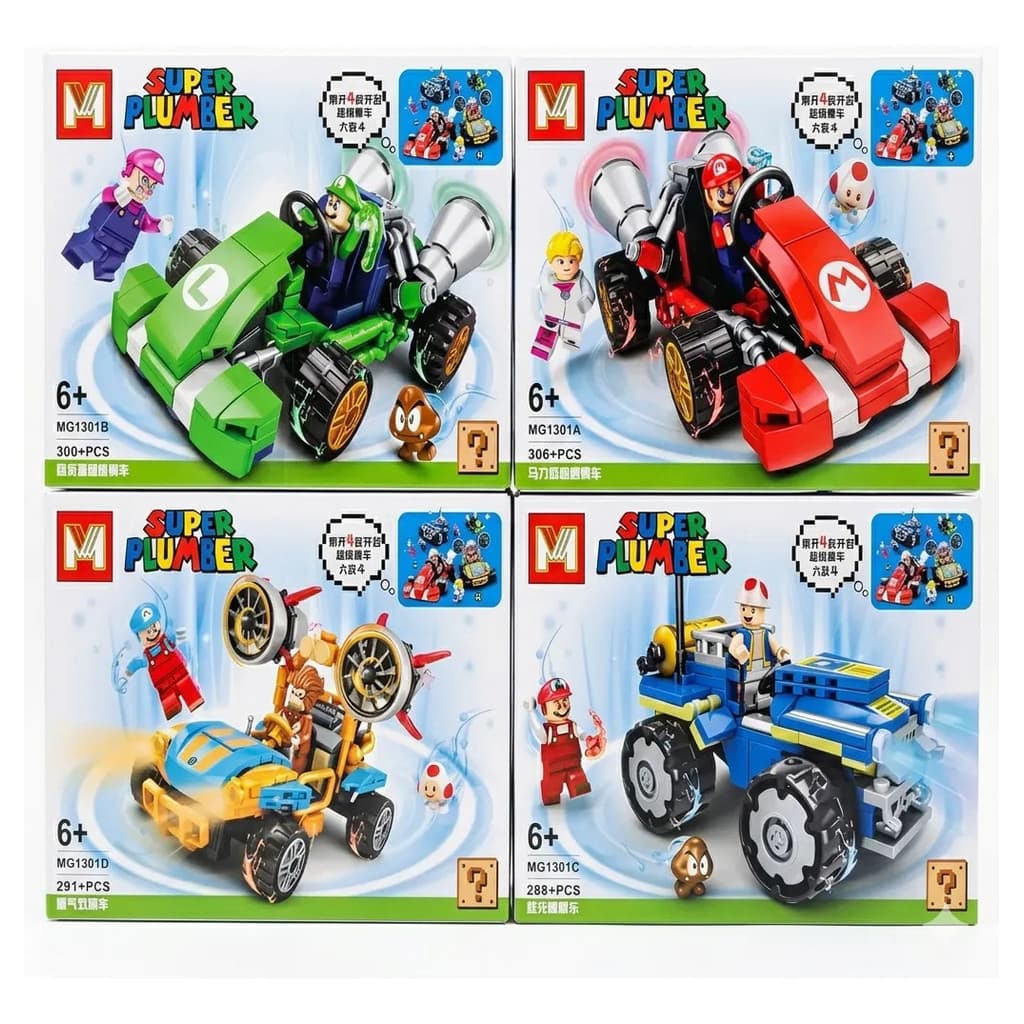 Kit Bloco De Montar Kart De Corrida Super Encanador 1185 Pç