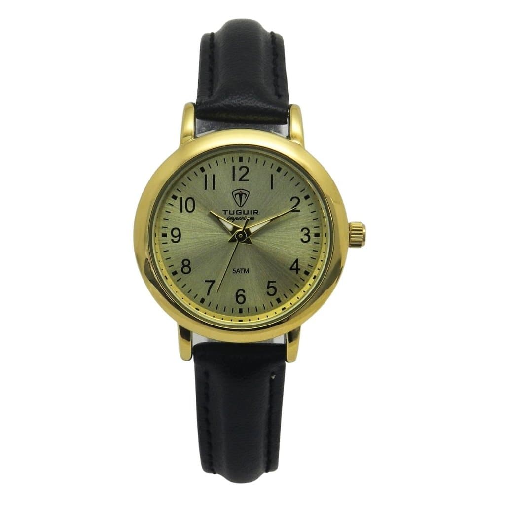 Relógio Feminino Tuguir Analógico Imperium TG30496 Dourado e Preto, 5ATM, VINTAGE, LUXUOSO, FASHION,
