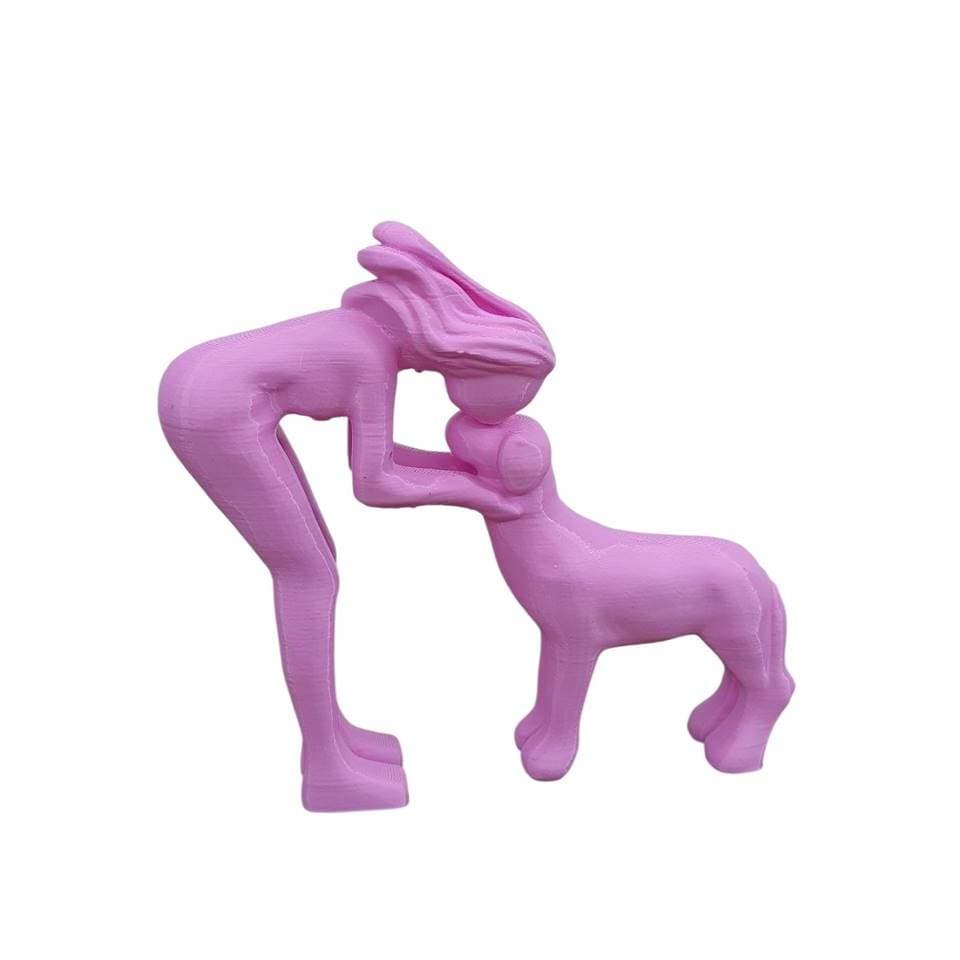 Estatueta Mulher Cachorro Estátua Decoração De Casa Presente, Amante De Animais De Estimação Rosa