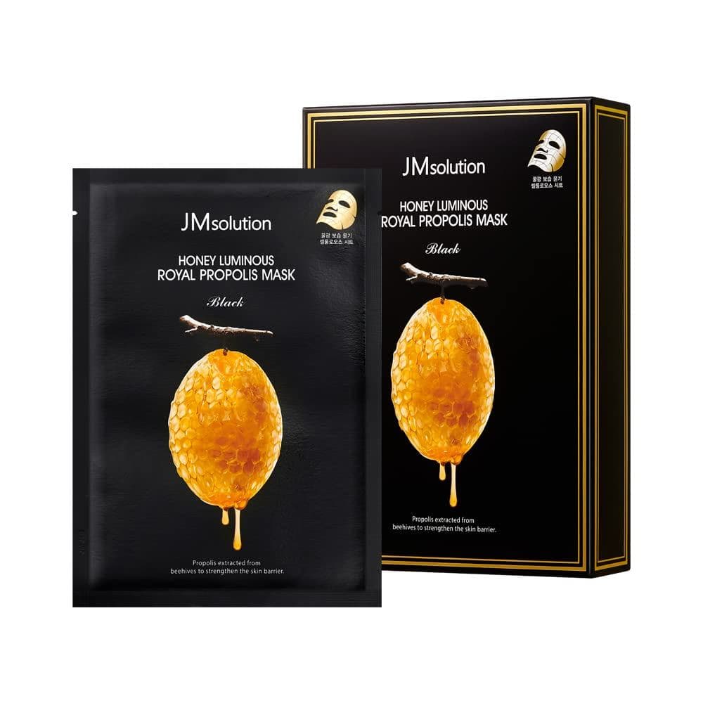 Máscara Facial JMsolution Honey Luminous Royal Propolis Plus (10 Unidades, 30ml Cada) |   Própolis, Mel e Geleia Real |