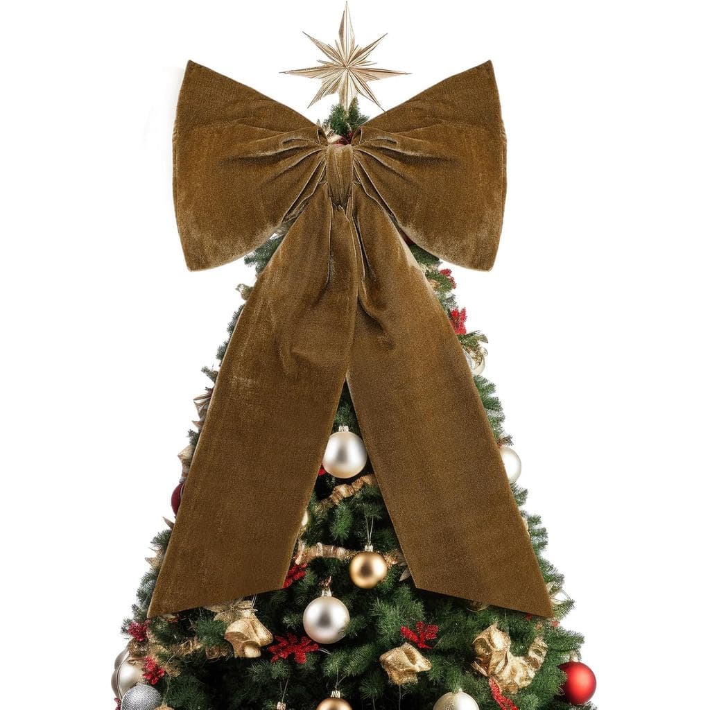 Laços de Veludo Grandes de Natal de 20 x 30 Polegadas, Decoração para o Topo da Árvore de Natal, Laços Gigantes para Dec