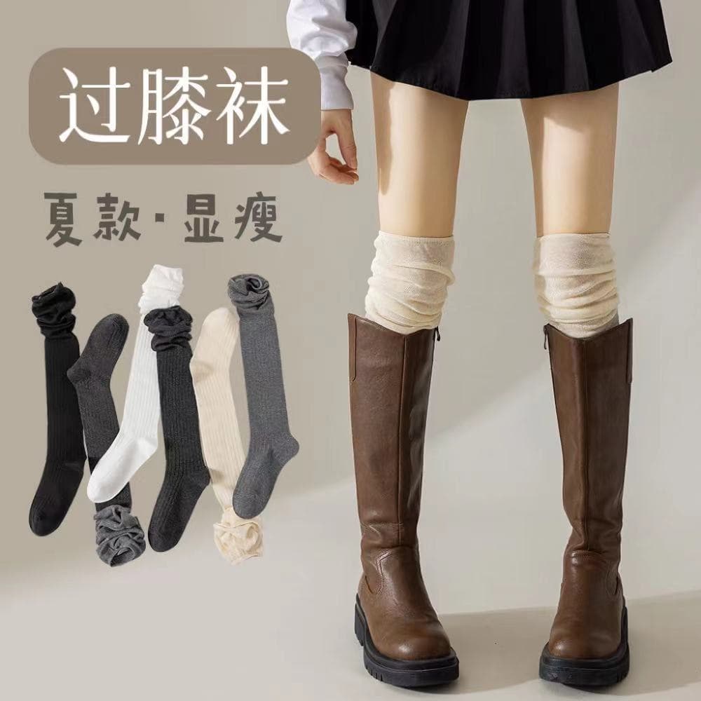 Meias longas com botas Melade estilo fino tubo alto sobre o joelho meias femininas costura botas de verão meias