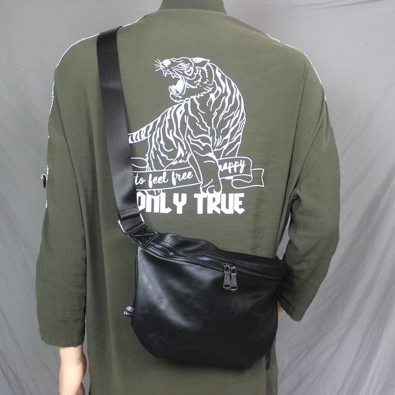 Estilo de rua coreano das mulheres dos homens bolsa de ombro Casual saco do mensageiro saco de couro macio ins simples C