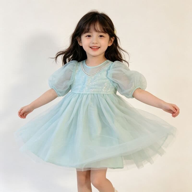 Bedoha vestido infantil de verão, manga curta, vestido de princesa, menina, saia fofa e elegante, saia de fada