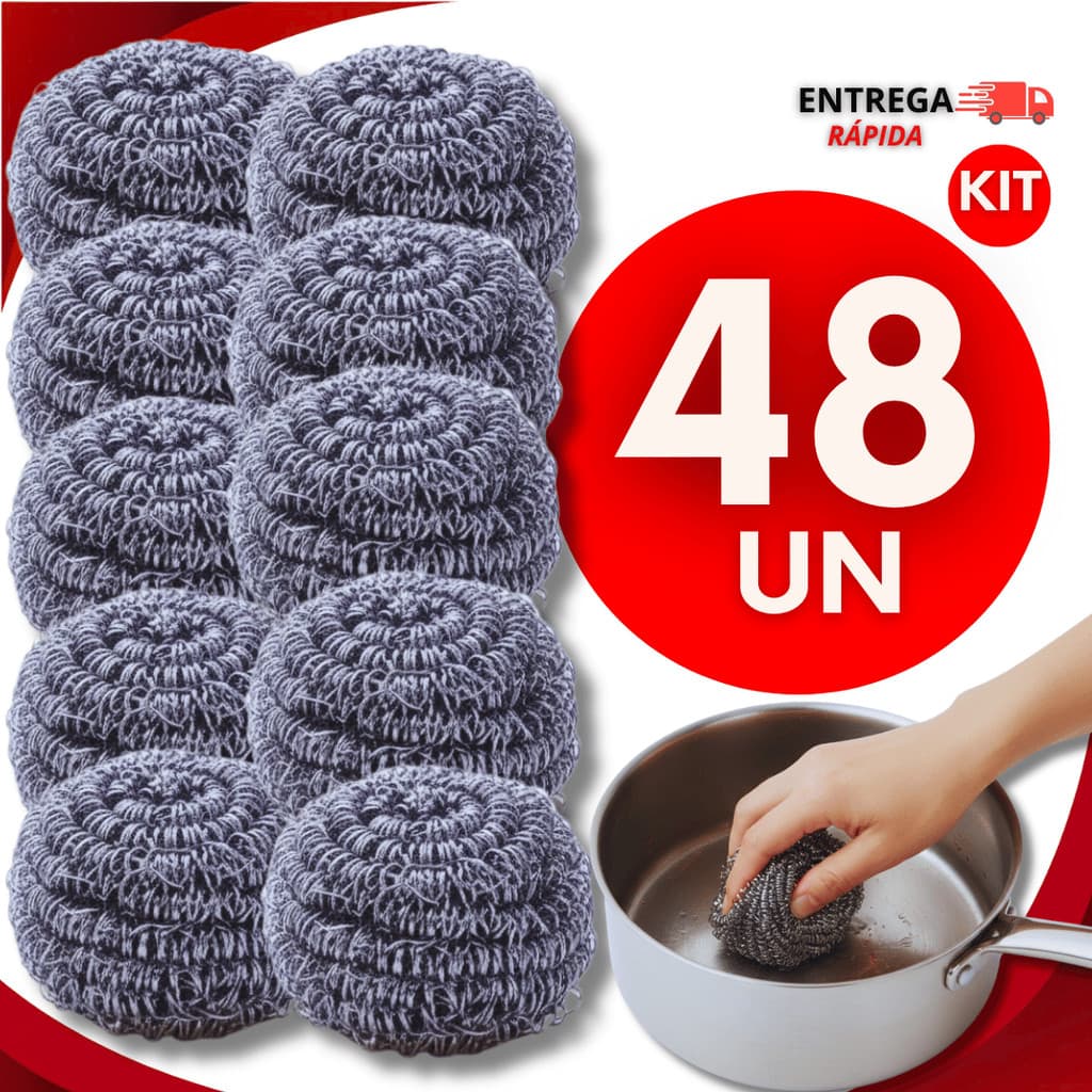 Jogo Esponja De Aço Buchinha Limpeza Pesada Bucha Lava Louça Palha Aço Panela Grelha Cozinha Praticidades