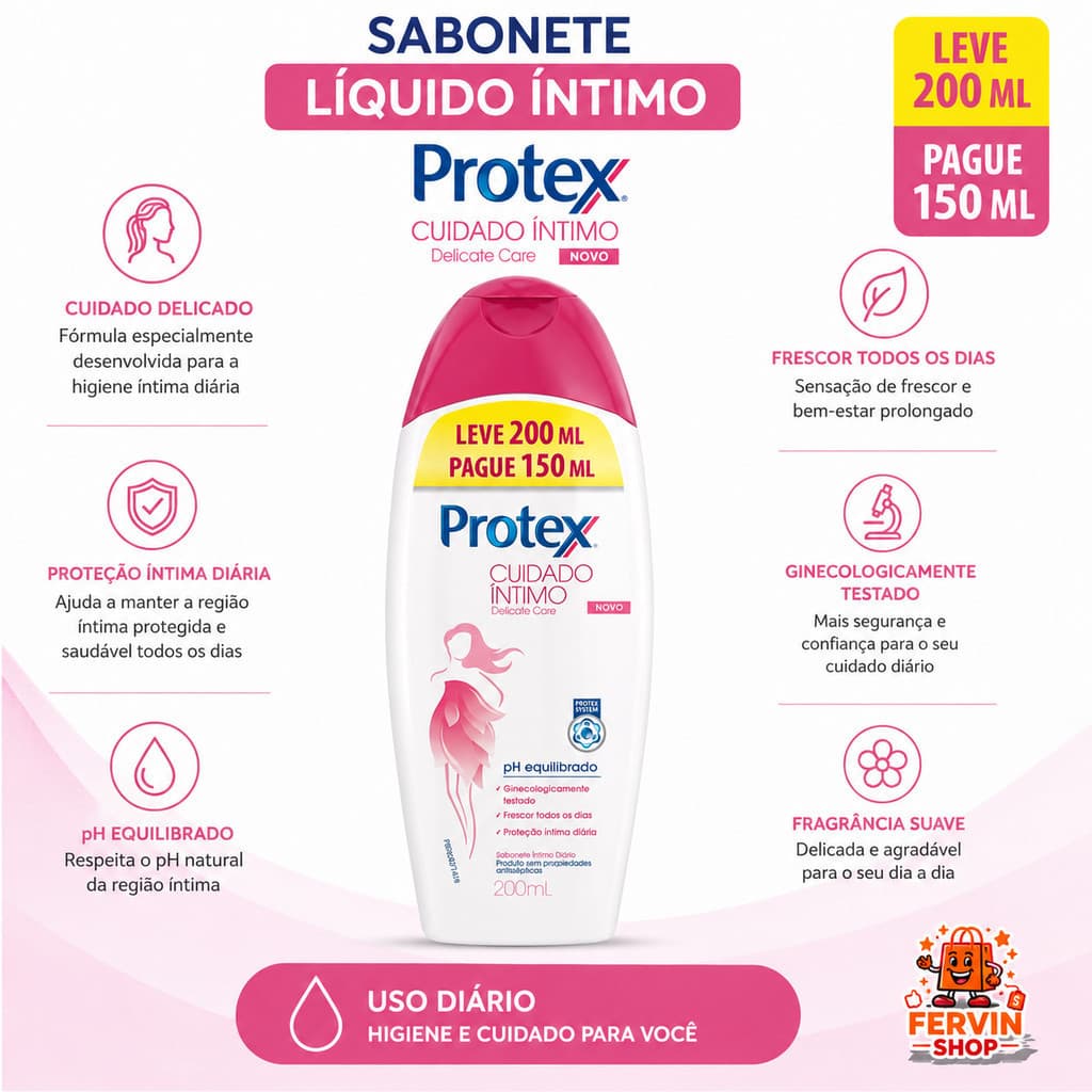 SABONETE LÍQUIDO PROTEX CUIDADO ÍNTIMO FEMININO DELICATE CARE 140ML, 200ML, 350ML E 400ML