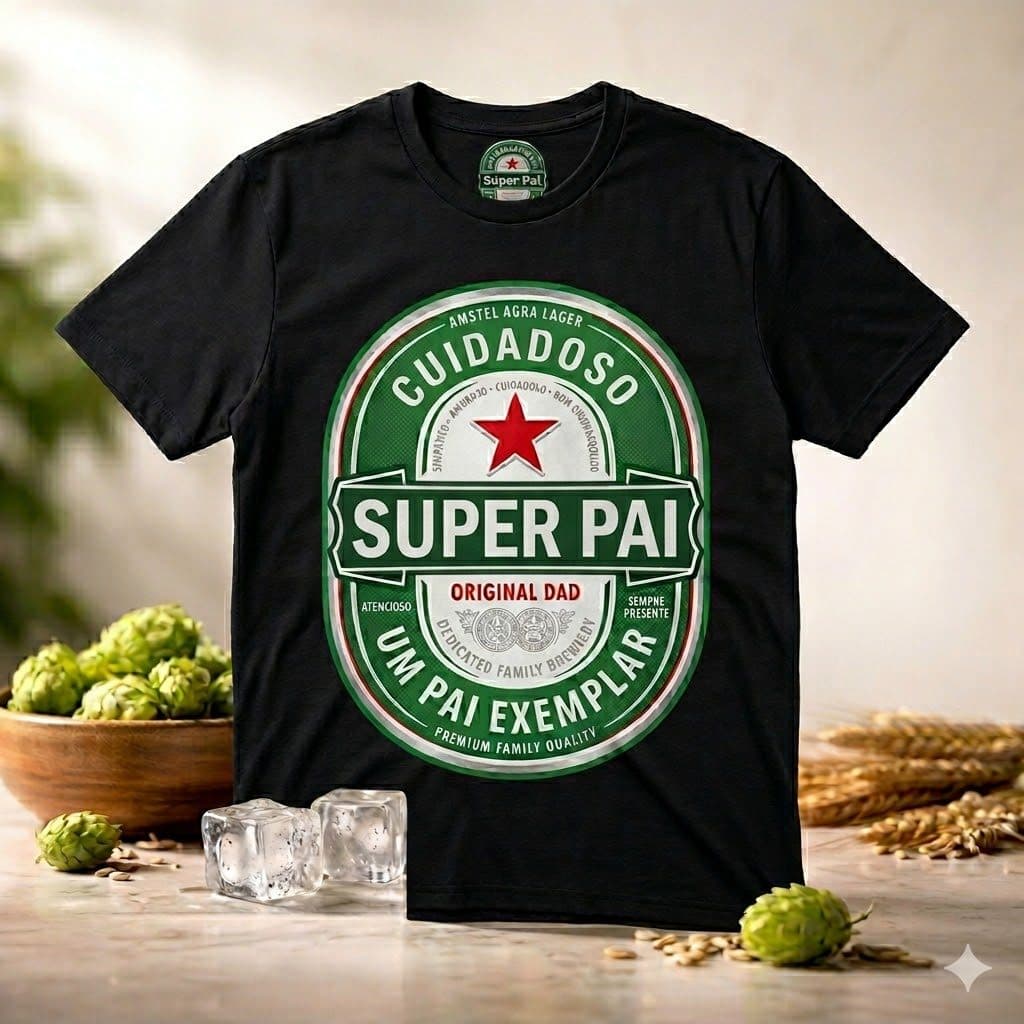 Camiseta Masculina Super Pai Camisa Estampa Cerveja Presente Dia Dos Pais Confortável Casual Top