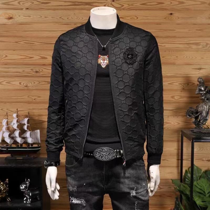 Jaqueta Masculina Premium Primavera Outono Nova Tendência Fina Com Emblema Bordado E Gola De Beisebol