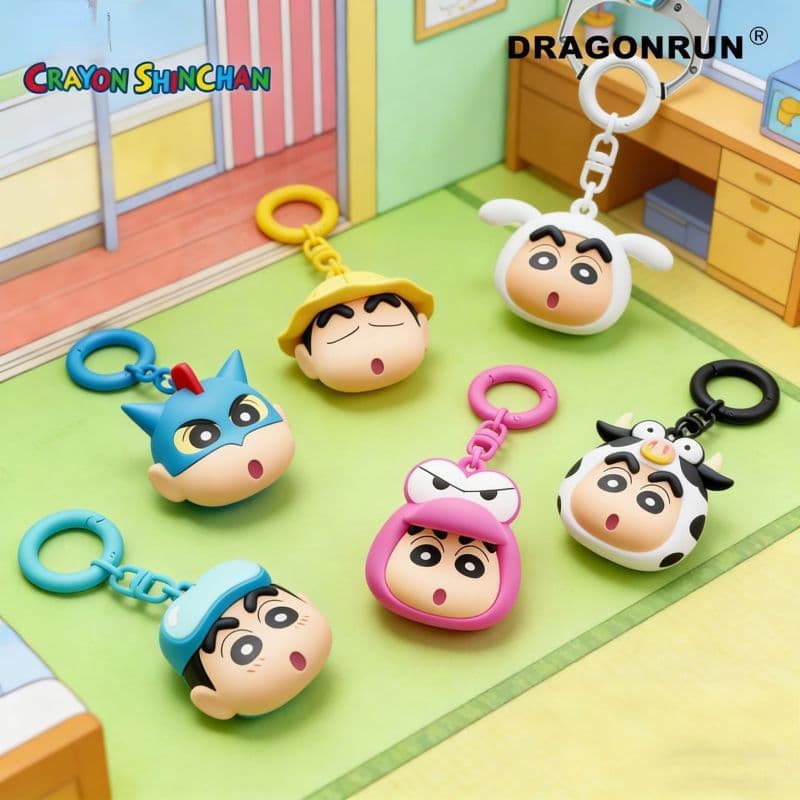 Genuíno versão Q cabeça grande Crayon Shin-Chan chaveiro estudante mochila pingente saco acessórios da moda
