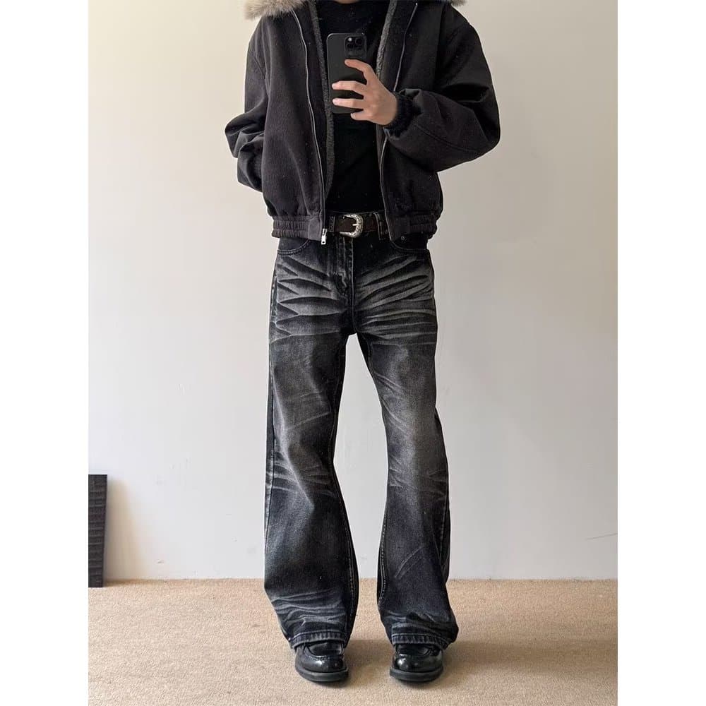 Estilo Hong Kong na moda masculina verão novo estilo 2024 carta única Jeans Hip Hop ins na moda High Street na moda rufi