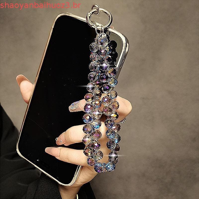 Corrente De Telefone Curta Elegante , Cordão Anti-Perda , Pulso Com Contas Feitas À Mão , Alça De Celular Para Mulheres