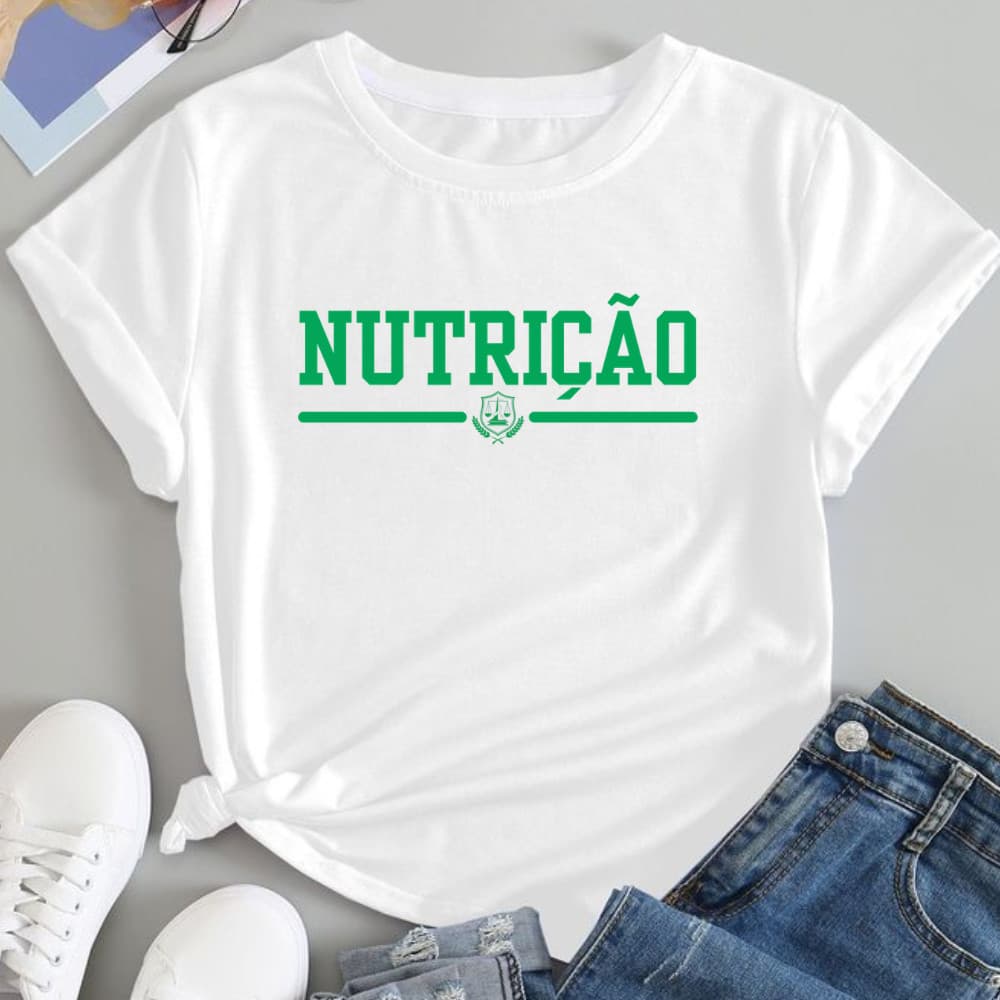 Camiseta Feminina Nutrição Nutricionista Camisa T Shirt Curso Faculdade Profissão 100% Algodão