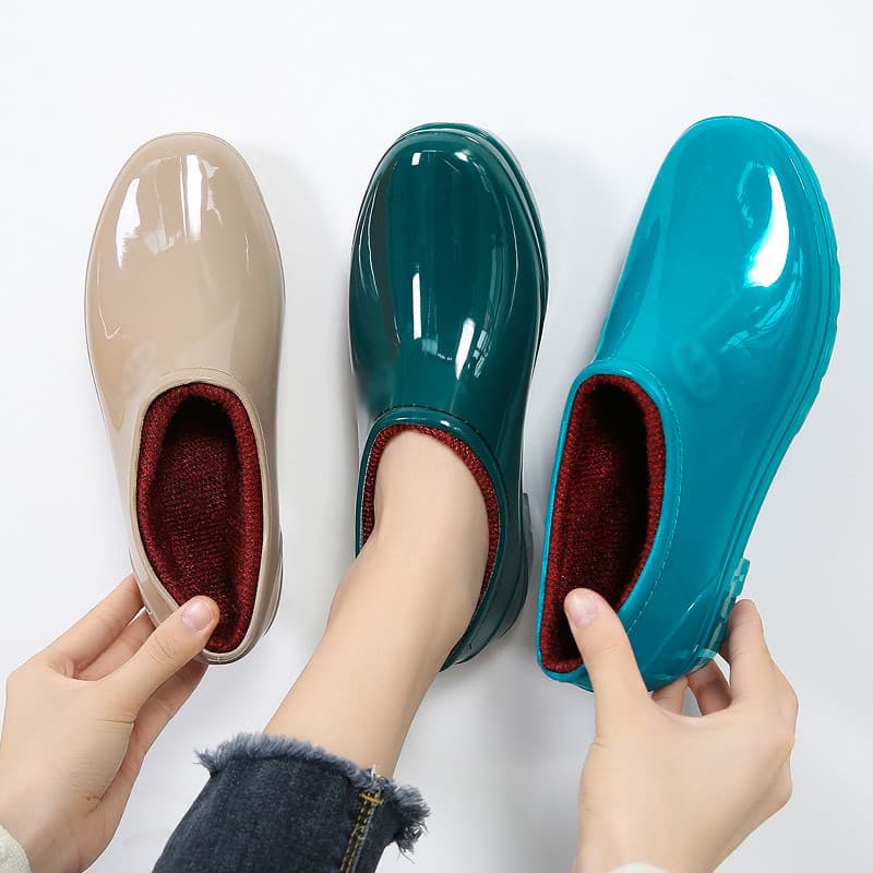Botas de chuva com sola de tendão de carne, sapatos femininos de Saliva rasa, forro antiderrapante à prova d'água, tubo