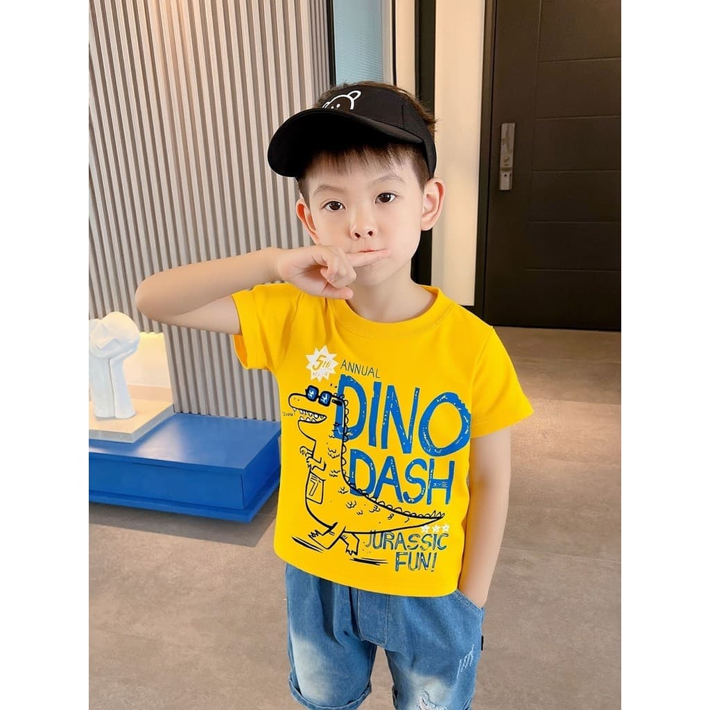 Comércio exterior roupas infantis verão novo estilo versão coreana roupas infantis meninos camiseta verão bebê de manga