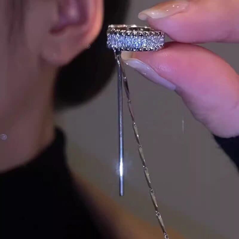 brinco de pressão brinco de pressao feminino Elf orelha zircão borla estilo sem piercing orelha osso clipe temperamento