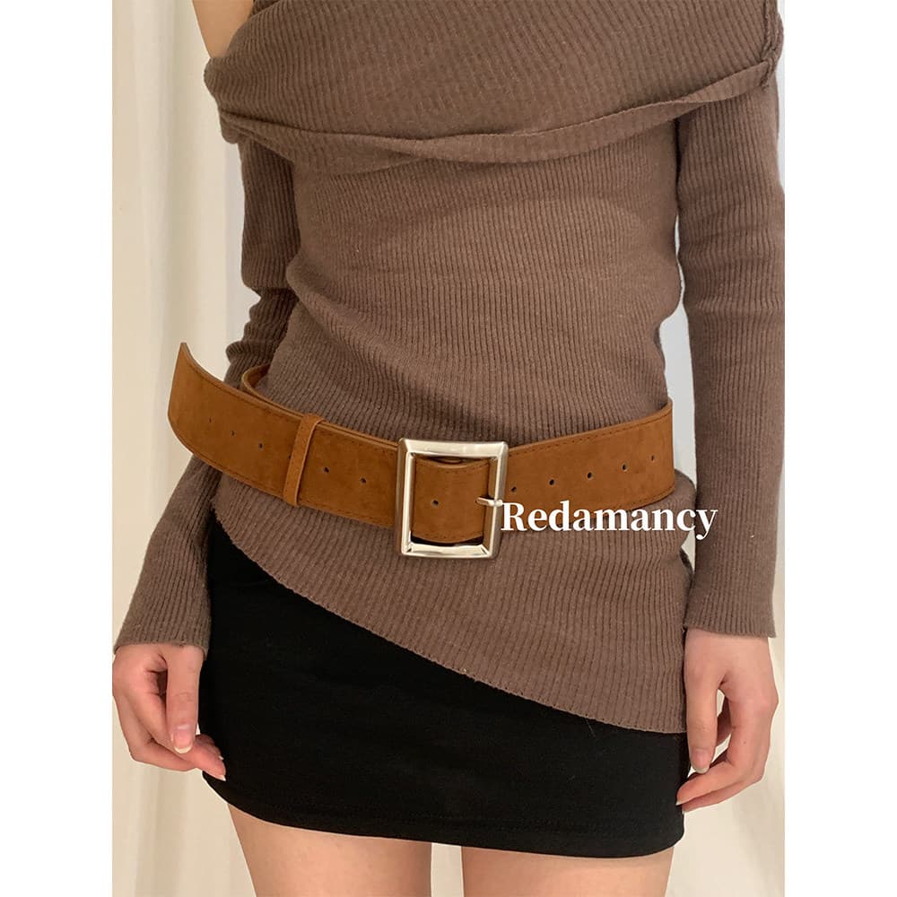 cinto feminino cinto feminino largo Cinto de camurça simples coreano feminino 2026 primavera novo estilo High-End moda q