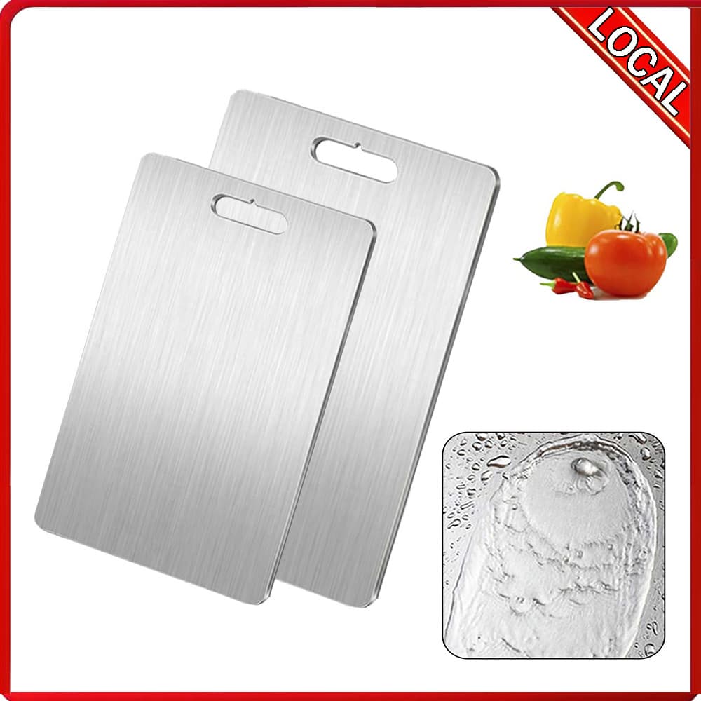 2 tábuas de corte (25*15cm + 29 * 20cm) Design de alça de Material de aço inoxidável 304 de qualidade alimentar portátil