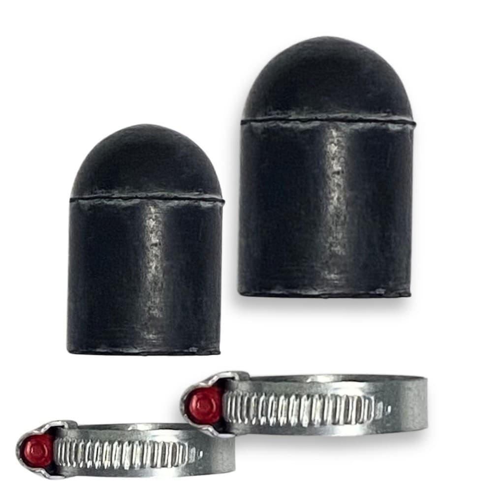 Kit Com 2 Tampões Dedal Da Bomba D'agua E Ar Quente Com Abraçadeiras 19mm Universal