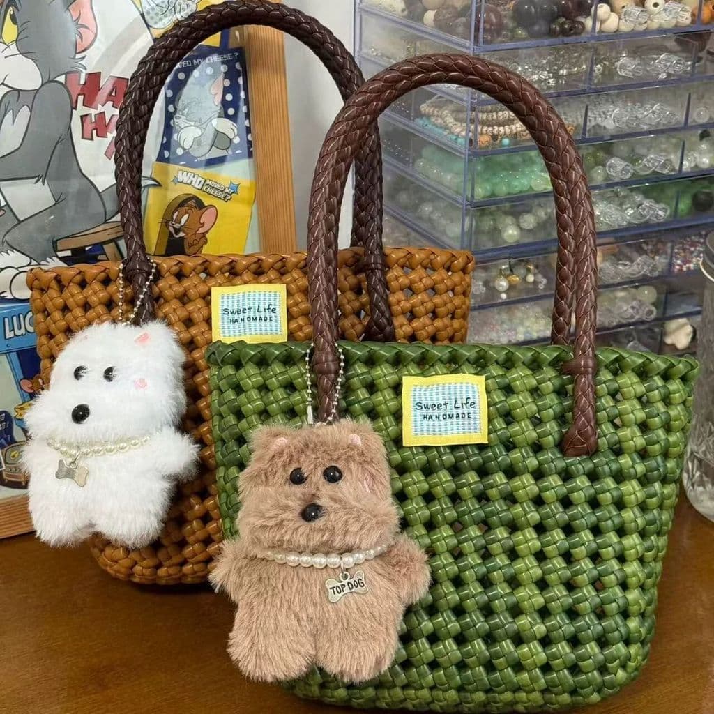 Saco de rattan tecido à mão diy Material saco de rattan High-End sentir oco cesta de vegetais tecido portátil bolsa de o