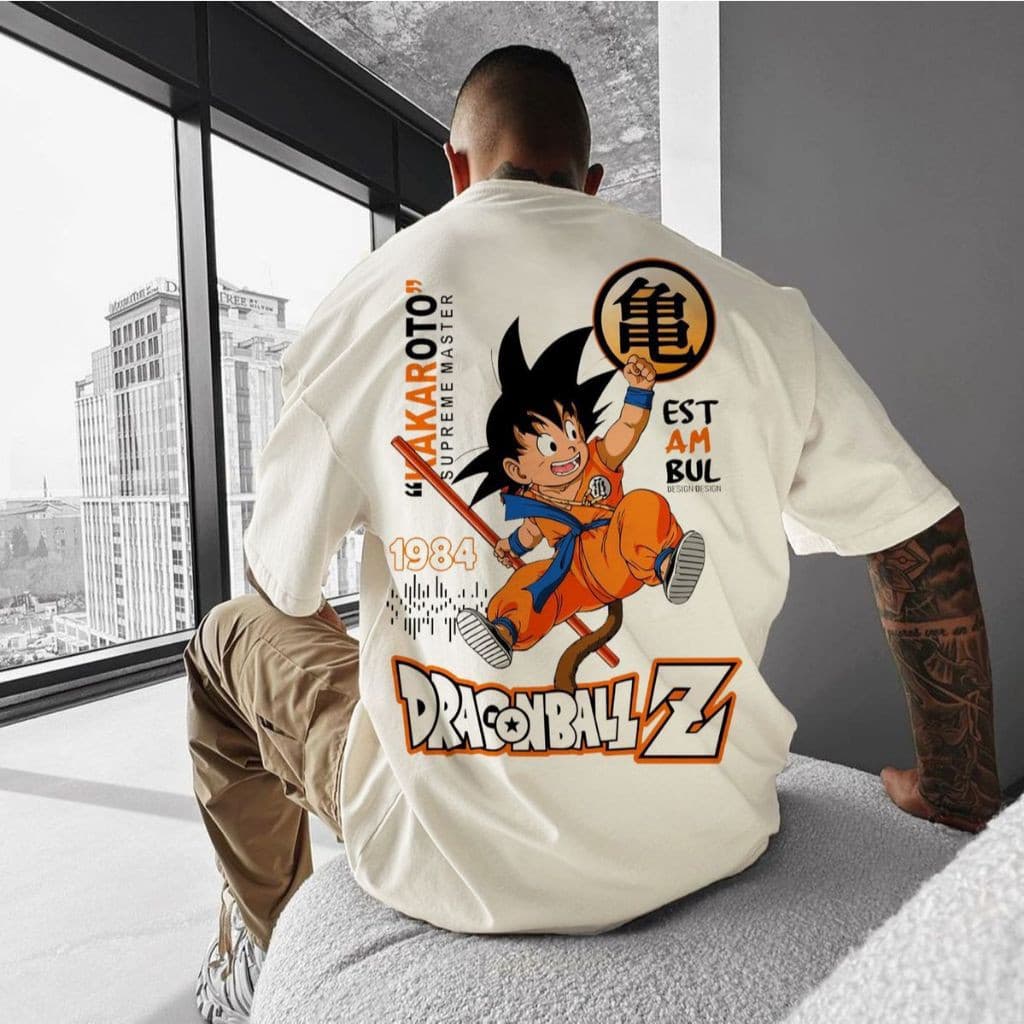 Camiseta Masculina Streetwear Dragon Ball Z Estampada Costas Premium Camisa Goku T-Shirt Blusão