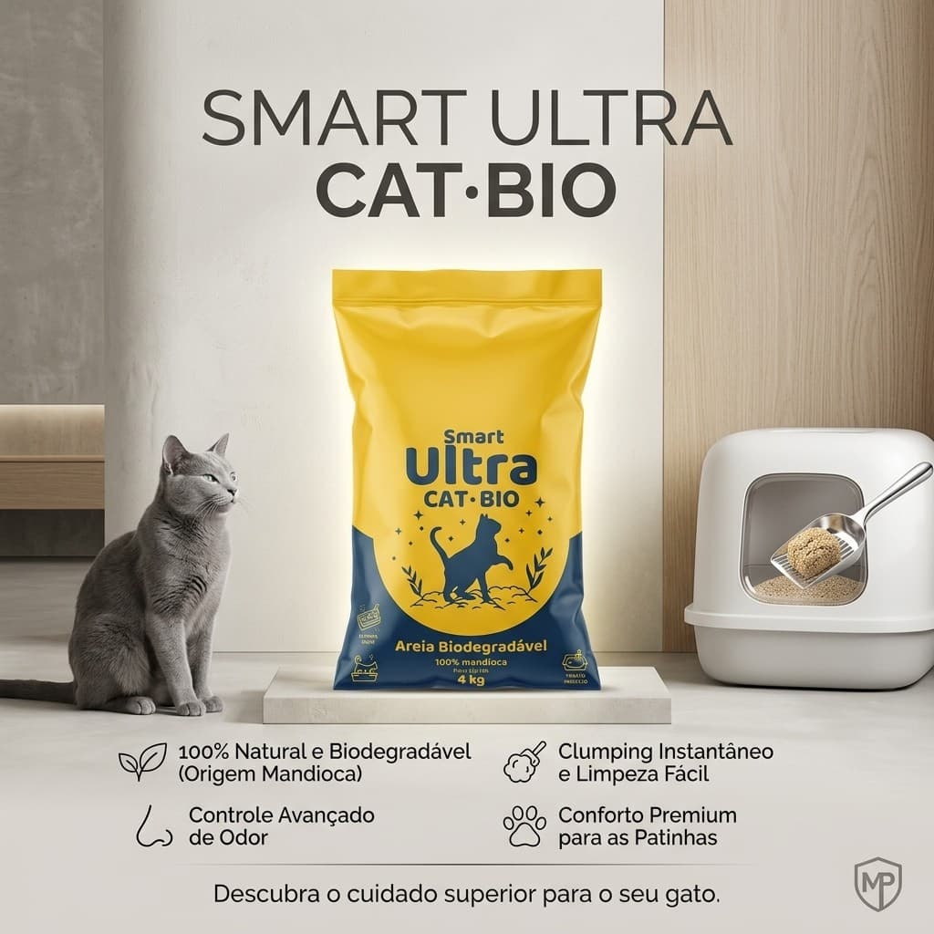 Areia Biodegradável para Gatos 4kg + Brinquedo com Catnip – Elimina Odores