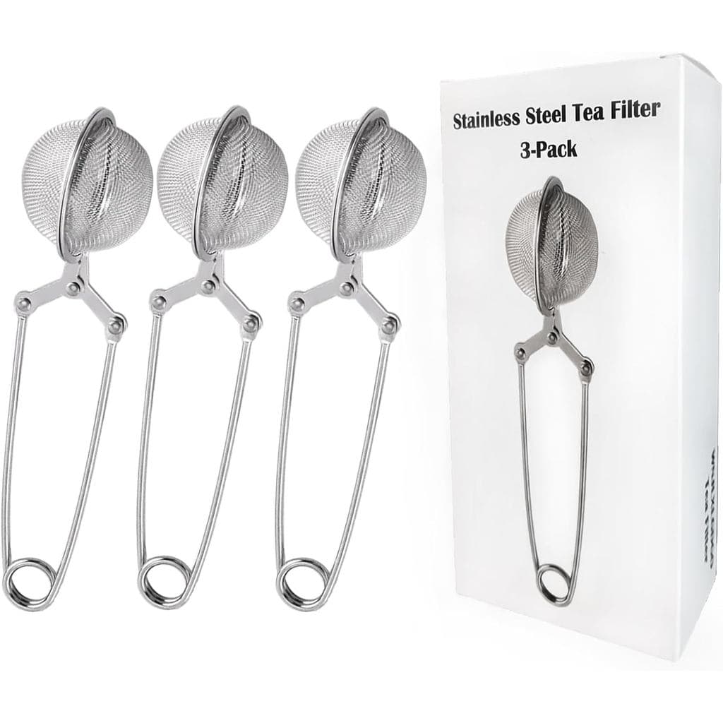 Conjunto de 3 Infusores de Chá, Coador de Malha Fina em Aço Inoxidável Premium com Cabo Longo para Chá de Folhas Soltas,