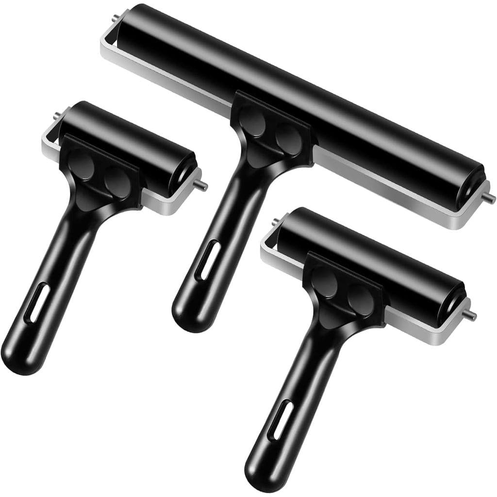 Conjunto de 3 Rolos Brayer para Artesanato, Rolos Brayer de Borracha Vinílica, Rolos Brayer para Gravura para Cricut Mak