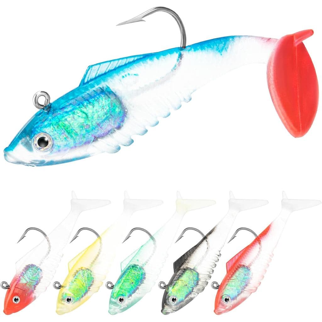 Conjunto de 6 Iscas de Pesca Macias, Iscas Biônicas Realistas para Pesca de Robalo, Truta, Água Salgada e Água Doce, Ace