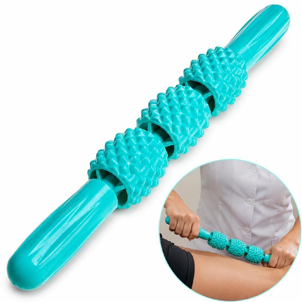 Massageador Corporal Manual Roller 3 Esferas Drenagem Corporal Relaxante Azul