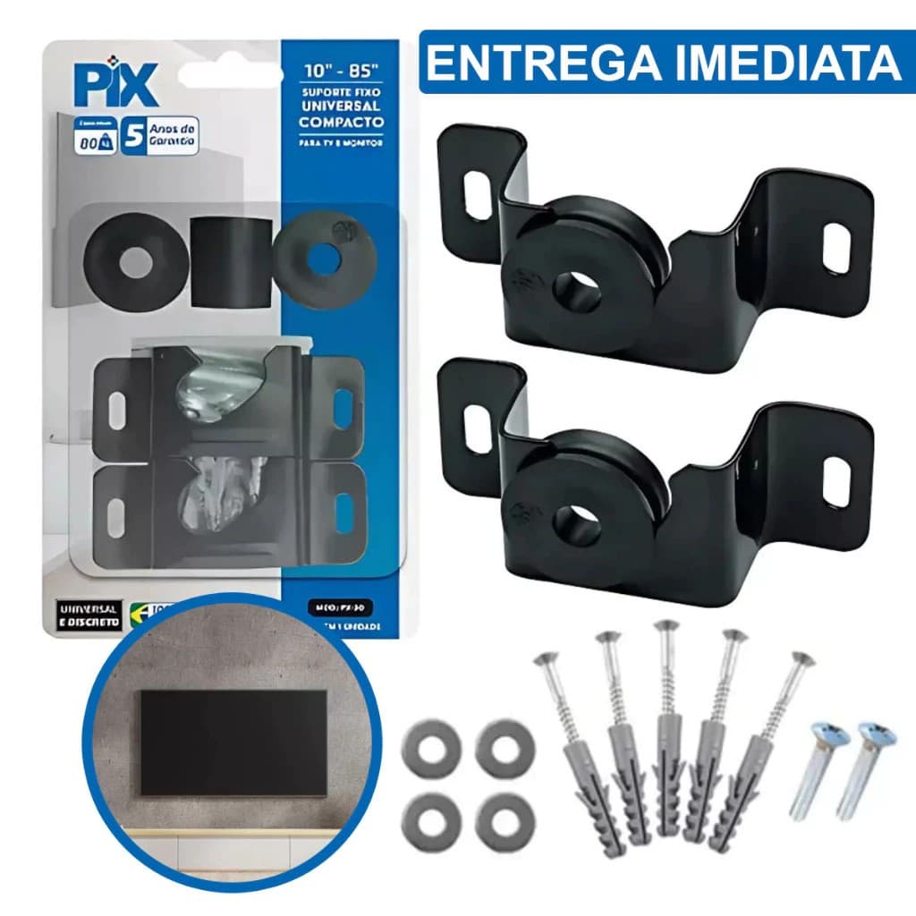 KIT Suporte TV Universal Fixo LED LCD E Plasma De 10 a 85'' Parede - Painel - Monitor
