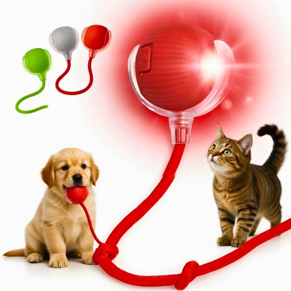 Brinquedos Para Gatos e Cachorro Bola De Rolamento Automática Cauda Falsa Recarregável Elétrico