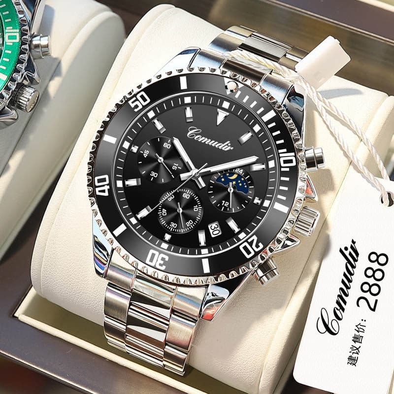 relogio masculino Genuíno autêntico relógio mecânico automático relógio masculino de três olhos seis mãos preto água fan