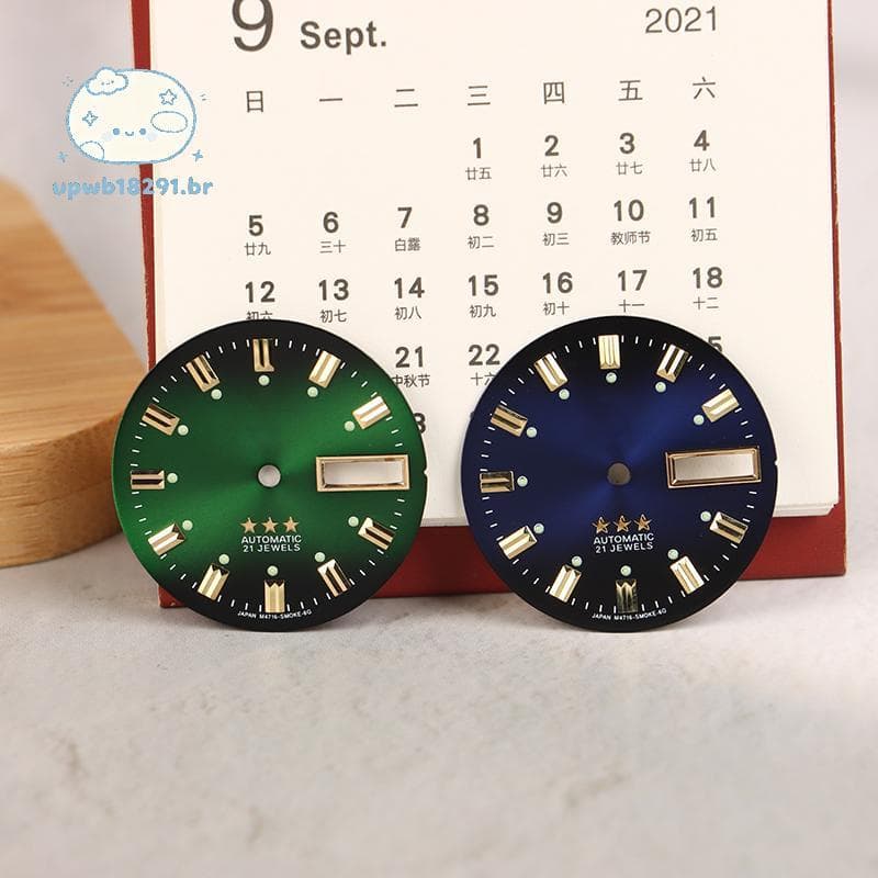 upwb Mostrador De Relógio Vintage , Peças DIY , 3 Estrelas , Calendário Duplo , Acessórios Masculino Literal Para Movime