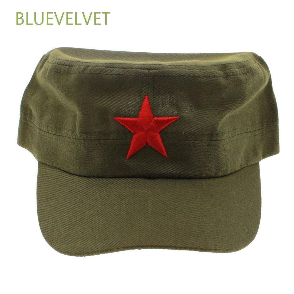 BLUEVELVET Vintage Unisexo Tecido De Algodão Estrela Vermelha Chapéus Militares