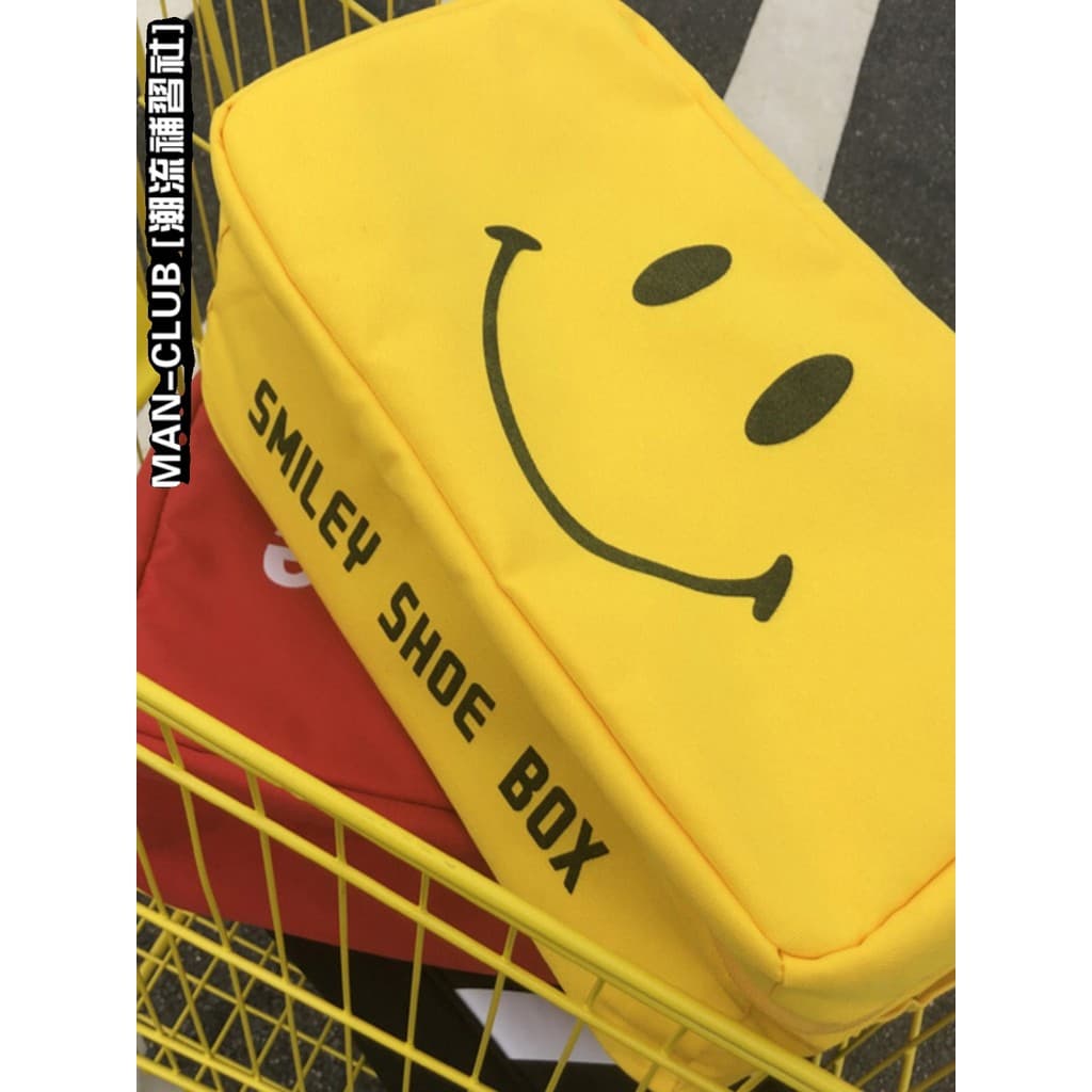 Saco de armazenamento de sapato Street Wear amarelo Smiley sapato saco de armazenamento saco de higiene pessoal saco de