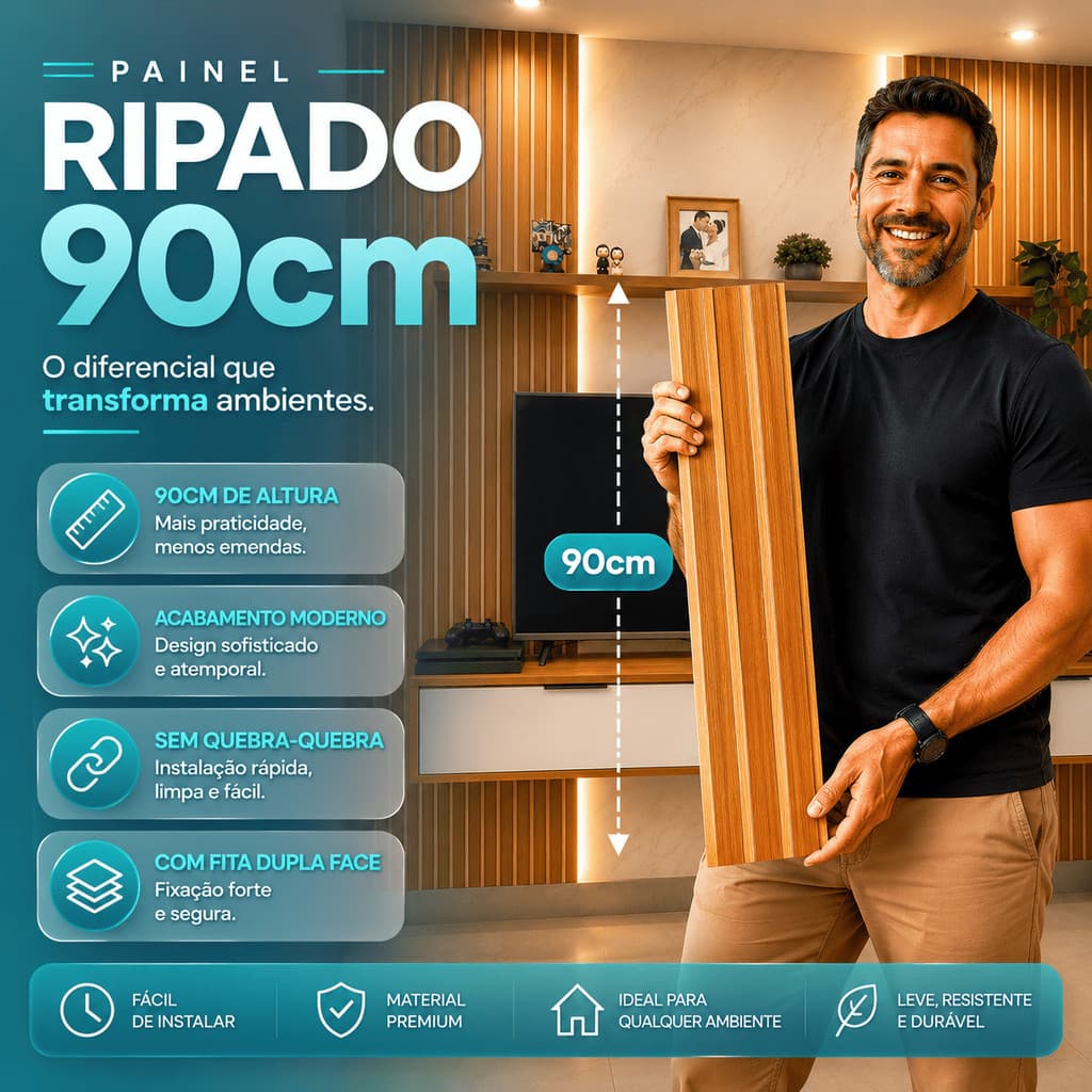 painel ripado mdf autocolante parede decorativa kit 40 peças revestimento 90x11