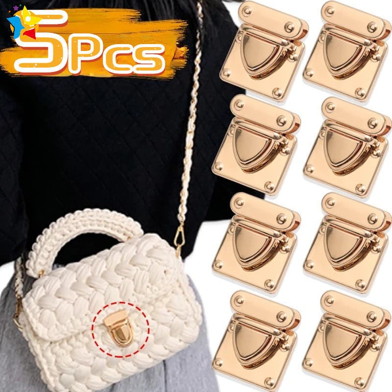 5 fechos de metal duráveis para fechamentos de bolsas DIY, adequados para acessórios de bolsas feitos à mão QX7F