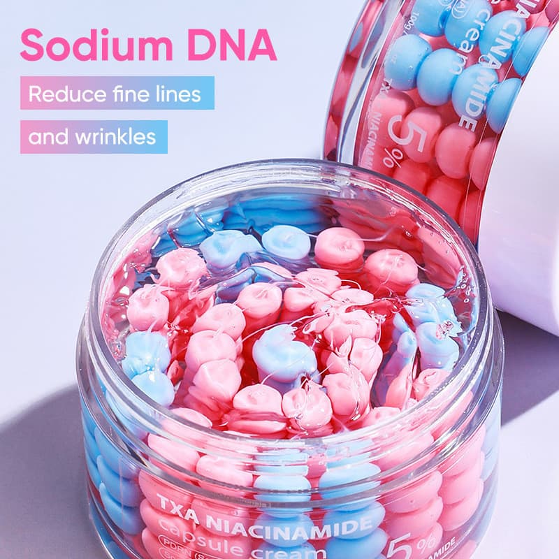 Creme cápsula de duas cores de ácido hialurônico de salmão