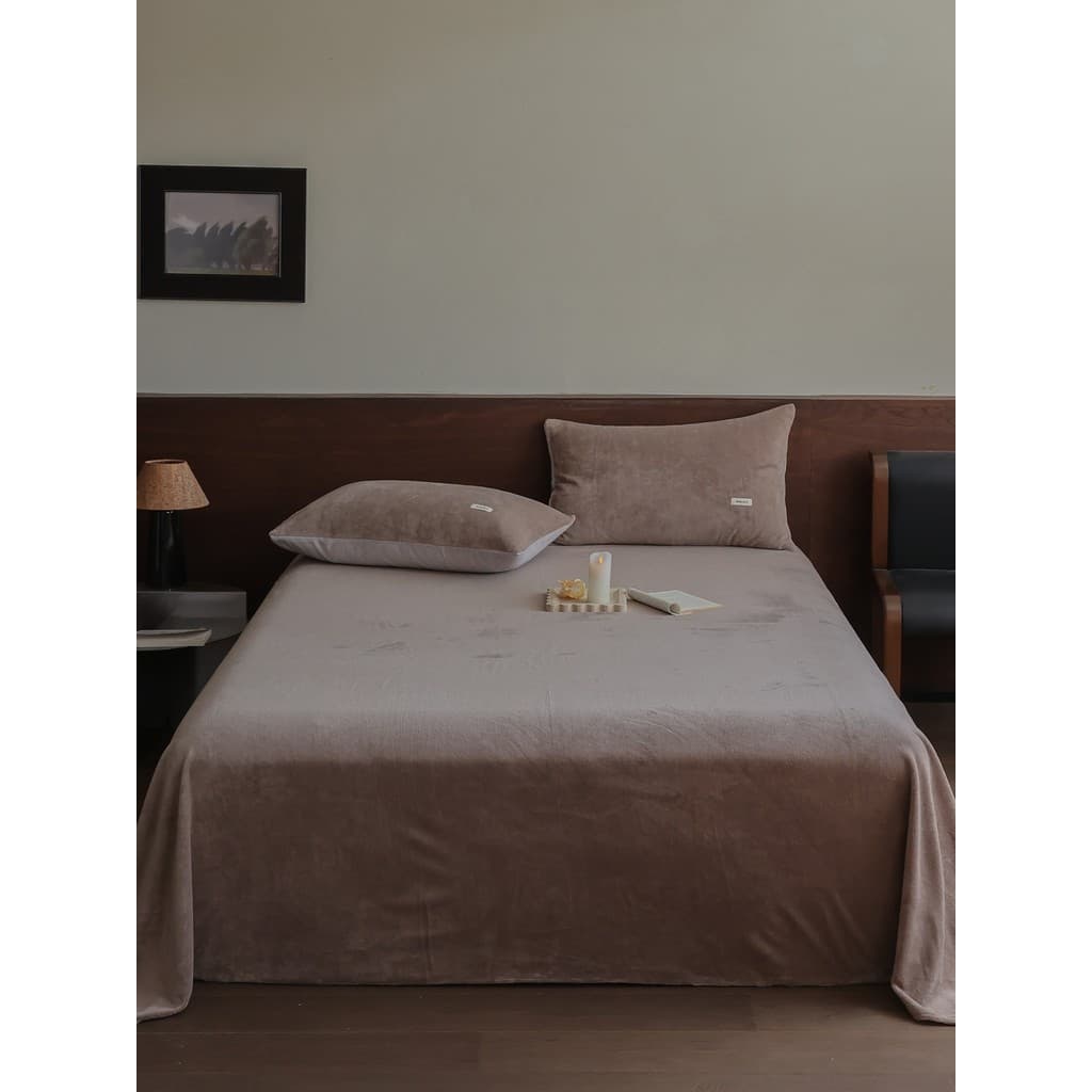 R ROLAND ao vivo outono inverno simples cor sólida engrossado leite velo lençol de cama de peça única quente lençol de c