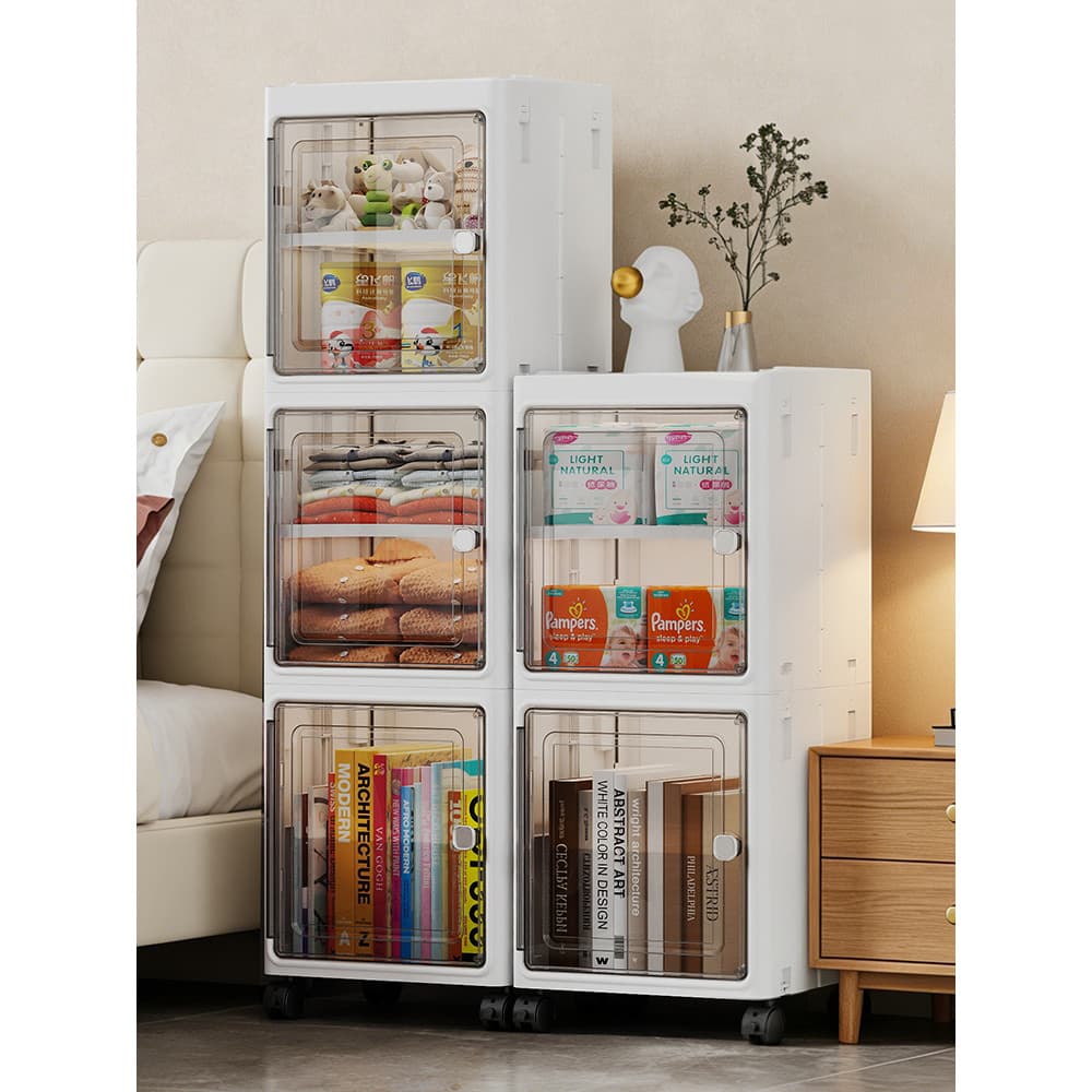 Armário de armazenamento dobrável roupas domésticas Multi-camada armário de plástico roupas quarto chão simples pratelei